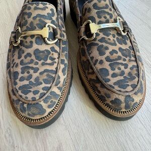 Paul Green Leopard Print Platform Loafers